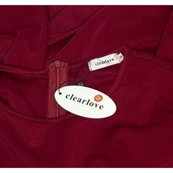 Clearlove Valentines Red Long Sleeve Elegant Cocktail Party Dress Size M NEW! - Picture 6 of 11